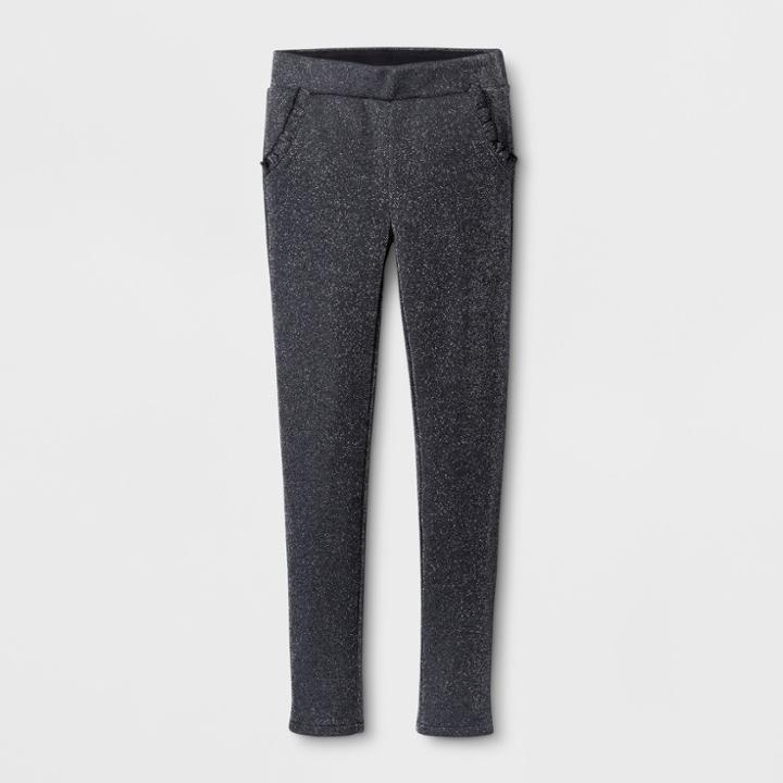 Girls' Ruffle Pocket Fashion Pants - Cat & Jack Black M, Girl's,