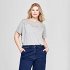 Women's Plus Size Short Sleeve Burnout T-shirt - Ava & Viv Heather Gray X