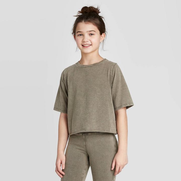 Petitegirls' Short Sleeve Boxy T-shirt - Art Class Green S, Girl's,