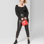 Women's Plus Size Faux Leather High-rise Leggings With O-ring Zipper - Wild Fable Black