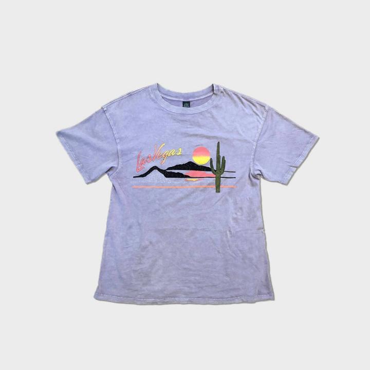 Women's Short Sleeve Boxy T-shirt - Las Vegas Graphic - Wild Fable Lilac