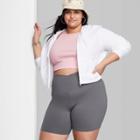 Women's High-rise Polyester Bike Shorts - Wild Fable Gray