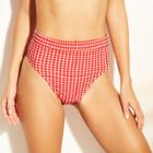 Women's Gingham High Waist Bikini Bottom - Xhilaration Red Gingham