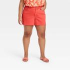 Women's Plus Size Mid-rise Jean Shorts - Ava & Viv Orange