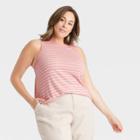 Women's Plus Size Linen Tank Top - A New Day Pink