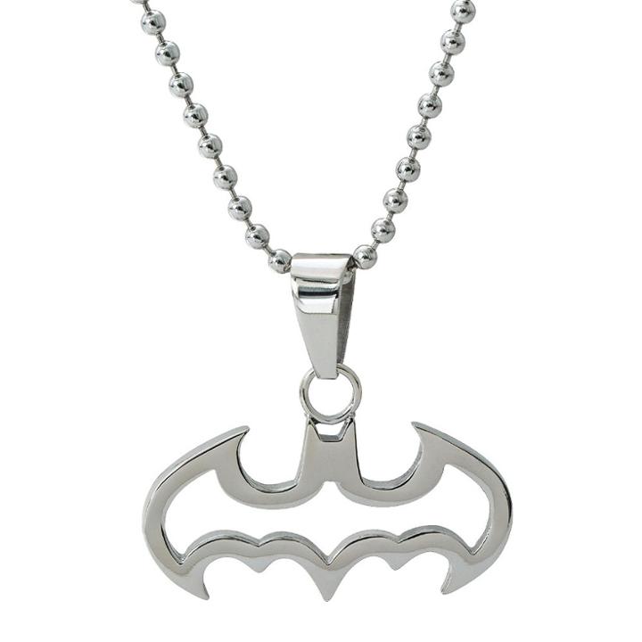 Dc Comics Batman Cut Out Logo Necklace In Stainless Steel - Silver (16), Women's,