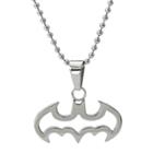 Dc Comics Batman Cut Out Logo Necklace In Stainless Steel - Silver (16), Women's,