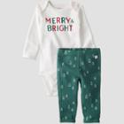 Baby Organic Cotton 'merry & Bright' Bodysuit And Pants Set - Little Planet By Carter's Green/white Newborn