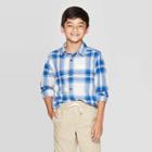 Boys' Long Sleeve Button-down Shirt - Cat & Jack Blue L, Boy's,