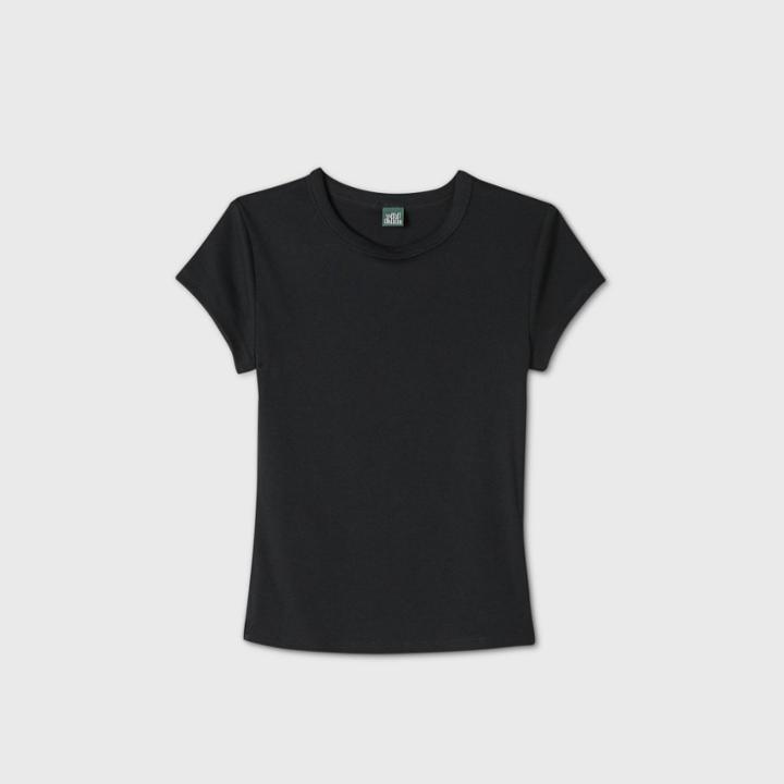 Women's Short Sleeve Fitted T-shirt - Wild Fable Black