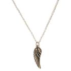 Zirconite Angel Wing Charm Pendant Necklace Silver