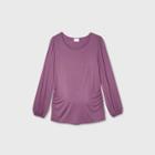 Maternity Long Sleeve Blouson Fitted Knit Top - Isabel Maternity By Ingrid & Isabel Purple