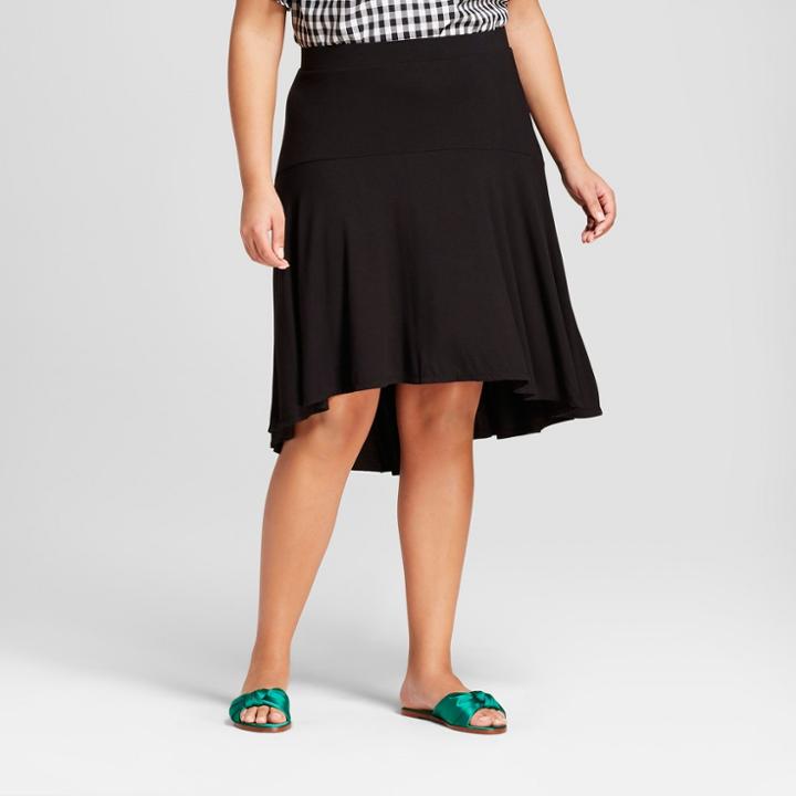 Women's Plus Size Drop Waist Skirt - A New Day Black