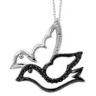 Target Women's Sterling Silver Accent Round-cut Black And White Diamond Pave Set Soaring Bird Pendant - White