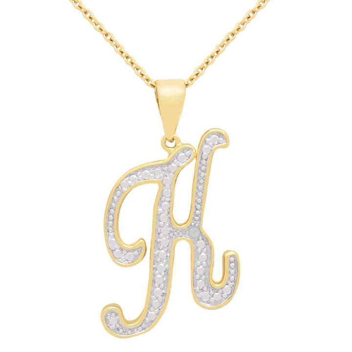 Target Diamond Accent K Initial Pendant Gold Plated (ij-i2-i3), Girl's, K