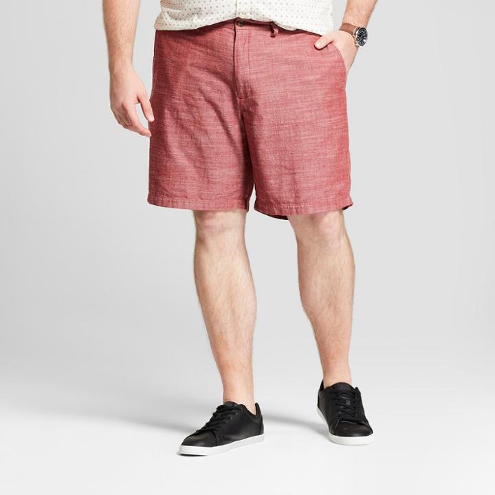 Men's Big & Tall 9 Textured Linden Flat Front Chino Shorts - Goodfellow & Co Ferrous Red