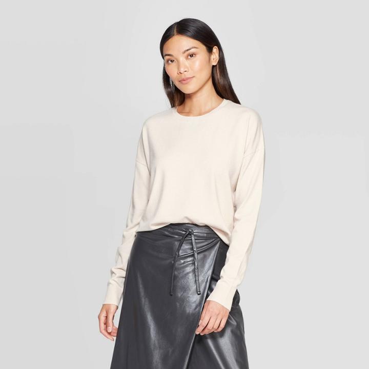 Women's Long Sleeve Crewneck Pullover Sweater - Prologue Cream S, Women's, Size: