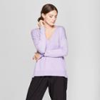 Women's Long Sleeve V-neck Pullover Sweater - Prologue Purple