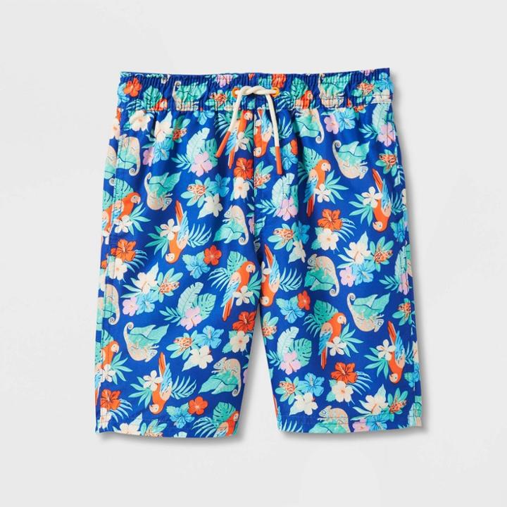 Boys' Floral Print Swim Trunks - Cat & Jack Blue