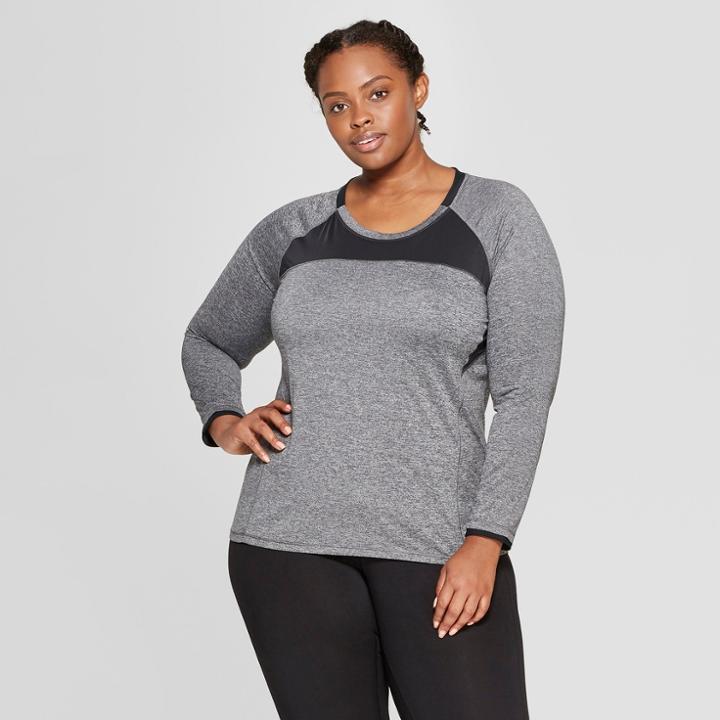 Women's Plus Size Long Sleeve Run T-shirt - C9 Champion Gray