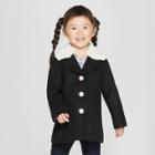 Toddler Girls' Faux Wool Skirted Overcoat - Cat & Jack Black