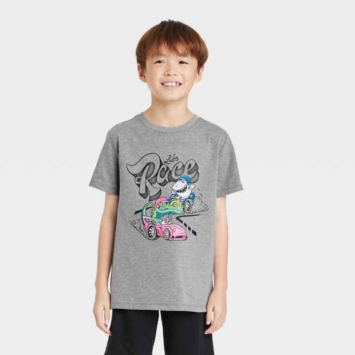 Boys' Short Sleeve 'let's Race' Graphic T-shirt - Cat & Jack Gray