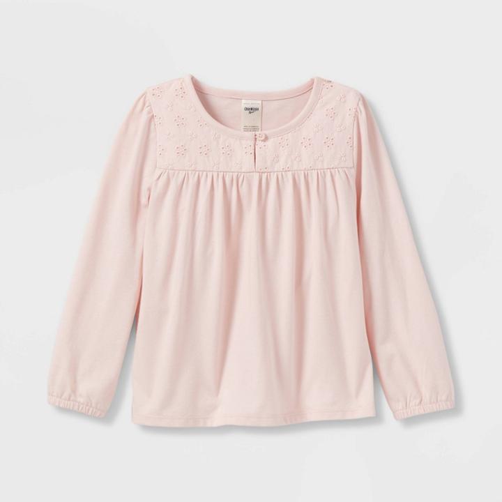 Oshkosh B'gosh Toddler Girls' Eyelet Long Sleeve T-shirt - Pink