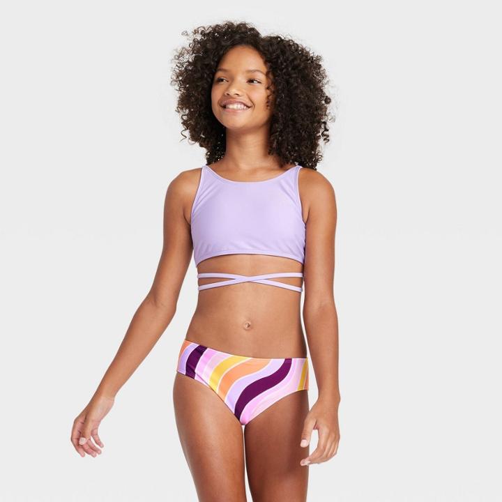 Girls' Groovy Waves Strappy Bikini Set - Art Class