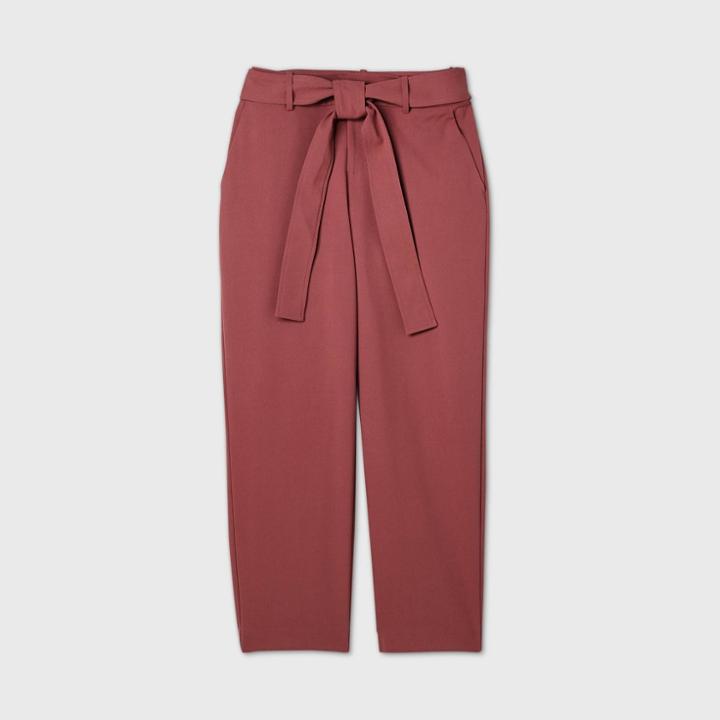 Women's Tie Waist Straight Pants - A New Day Purple