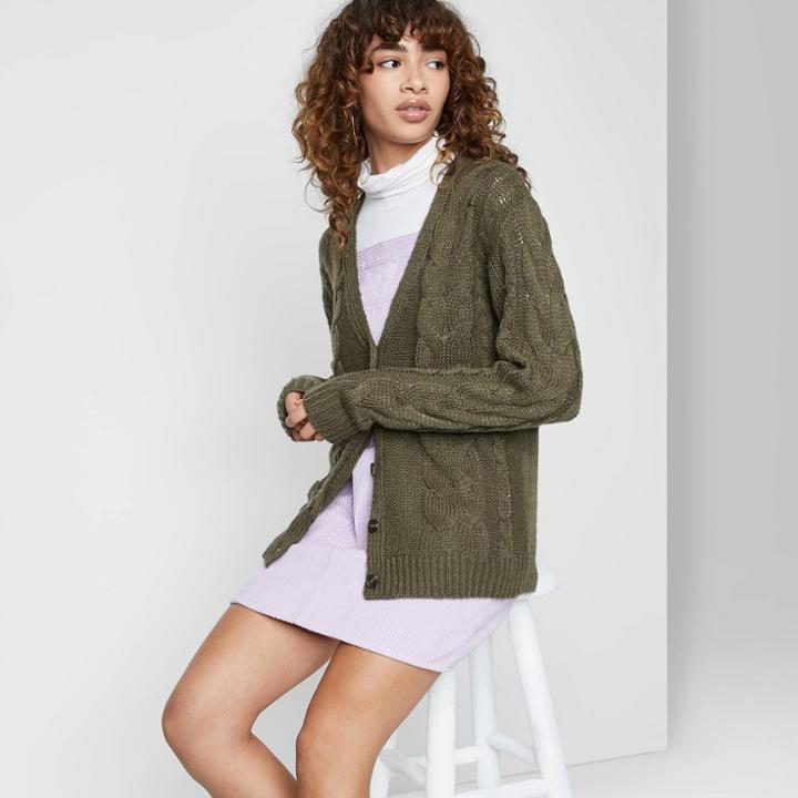 Women's Cable Knit Cardigan - Wild Fable Olive Green