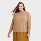 Women's Plus Size Lightweight Turtleneck Pullover Sweater - A New Day Camel