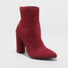 Women's Norma Microsuede Wide Width Cylinder Heeled Bootie - A New Day Burgundy (red) 12w,