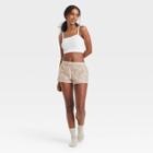 Women's Leopard Print Foldover Waistband Boxer Sleep Shorts - Colsie Tan