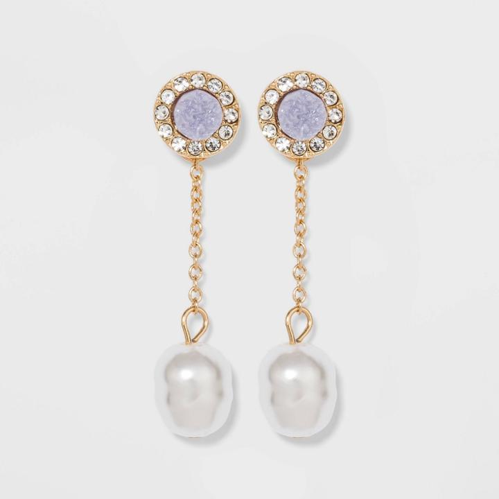 Sugarfix By Baublebar Pearl Droplet Earrings - Light Purple, Women's,