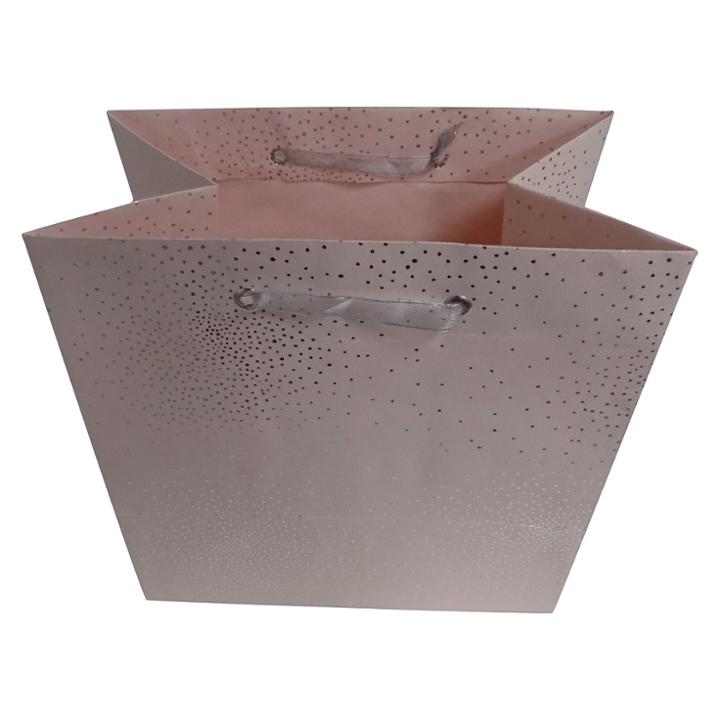 Spritz Pink Silver Dots Cotton Recycled Handmade Paper Gift Bag -