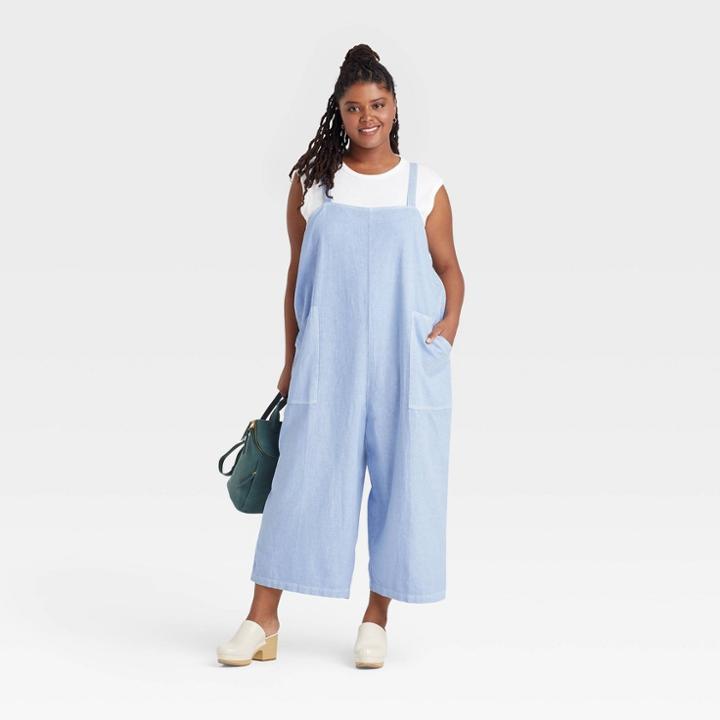 Women's Plus Size Utility Cropped Jumpsuit - Universal Thread Blue