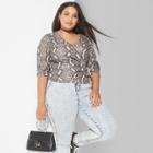 Women's Plus Size Long Sleeve Tie Front Wrap Top - Wild Fable Taupe (brown)