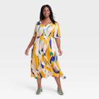 Women's Short Sleeve Button-front Shirtdress - Ava & Viv Xxl,