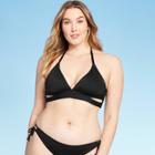 Women's Faux Wrap Halter Bikini Top - Kona Sol Black Xl, Black Universe