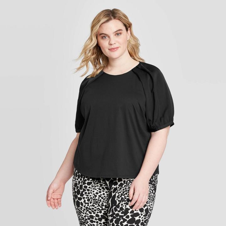 Women's Plus Size Short Sleeve T-shirt - Who What Wear Black 1x, Women's,