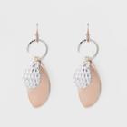 Textured Drop & Metal Leaf Fish Hooks Earrings - A New Day Rose Gold
