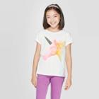 Petitegirls' Short Sleeve Flip Sequin Unicorn T-shirt - Cat & Jack Cream M, Girl's, Size: