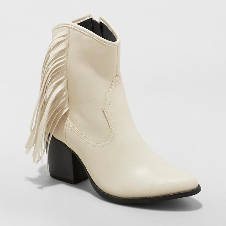 Women's Cordette Fringe Western Bootie - Wild Fable White