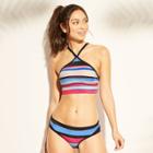 Women's High Neck Midkini Bikini Top - Joylab Blue Stripe Xs,