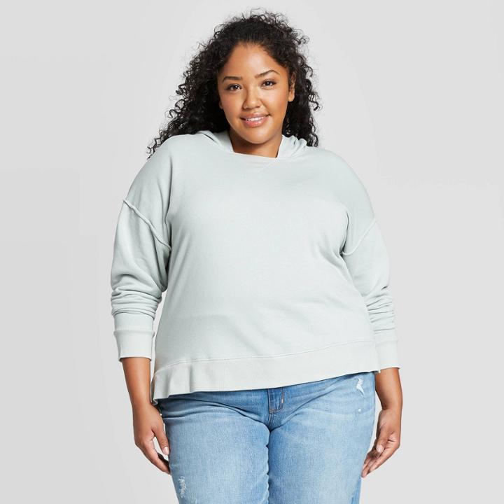 Women's Plus Size Long Sleeve Fleece Hoodie Sweatshirt - Universal Thread Teal 2x, Women's, Size:
