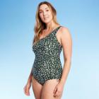 Kona Sol Women's One Shoulder Side-cinch Sophisticated Spots Classic One Piece Swimsuit - Kona