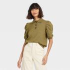 Women's Puff Elbow Sleeve Crewneck Pullover Sweater - Who What Wear Green