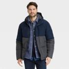 Men's Midweight Puffer Jacket - Goodfellow & Co Gray/navy