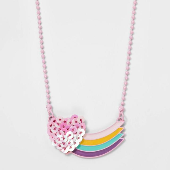 Girls' Sequin Heart Rainbow Necklace - Cat & Jack,