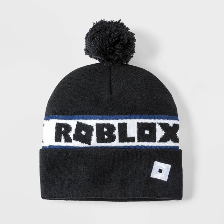 Boys Roblox Cuffed Pom Beanie, Black/green